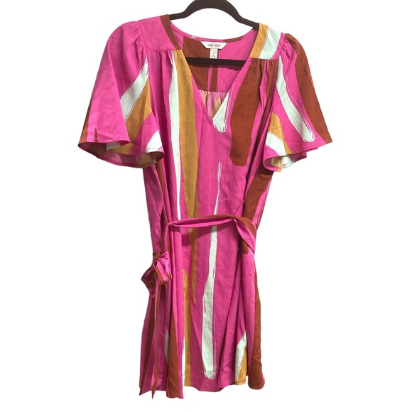 Nine West Dresses & Skirts - Nine‎ West Dress Pink Stripe Flutter Sleeve Tie Waist Medium